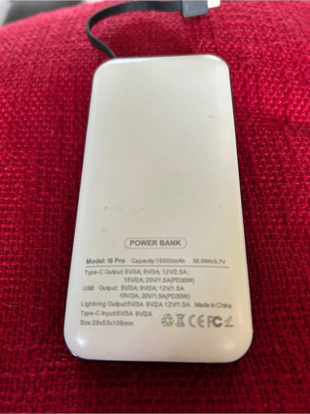 Portable White Power Bank with LED Display